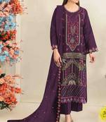 Purple silk suit with embroidered & sequin work