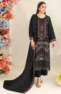 Black silk suit with embroidered & sequin  1
