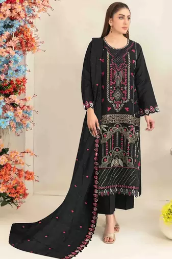Black silk suit with embroidered & sequin work