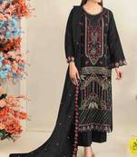 Black silk suit with embroidered & sequin work