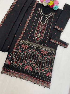 Black silk suit with embroidered & sequin  2