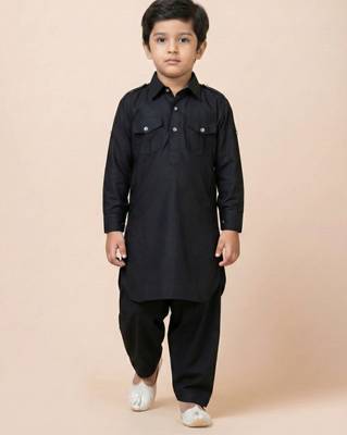 Black festive wear designer viscose boys-dhoti-kurta 1
