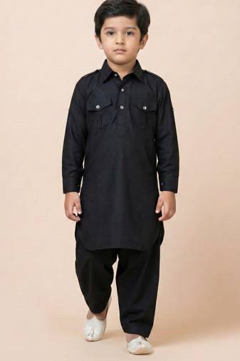 Black festive wear designer viscose boys-dhoti-kurta