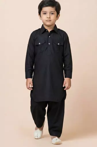 Black festive wear designer viscose boys-dhoti-kurta