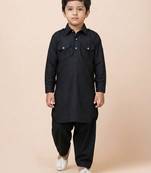 Black festive wear designer viscose boys-dhoti-kurta