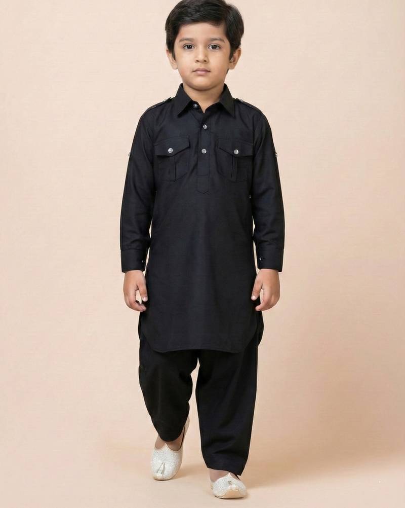 Black festive wear designer viscose boys-dhoti-kurta
