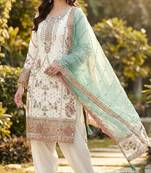 White fox georgette suit with embroidery & khatli work