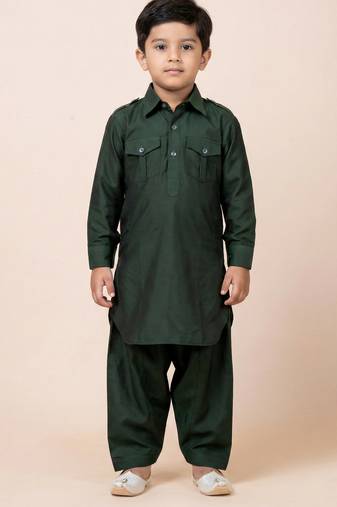 Green festive wear designer viscose boys-dhoti-kurta