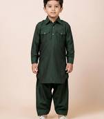 Green festive wear designer viscose boys-dhoti-kurta