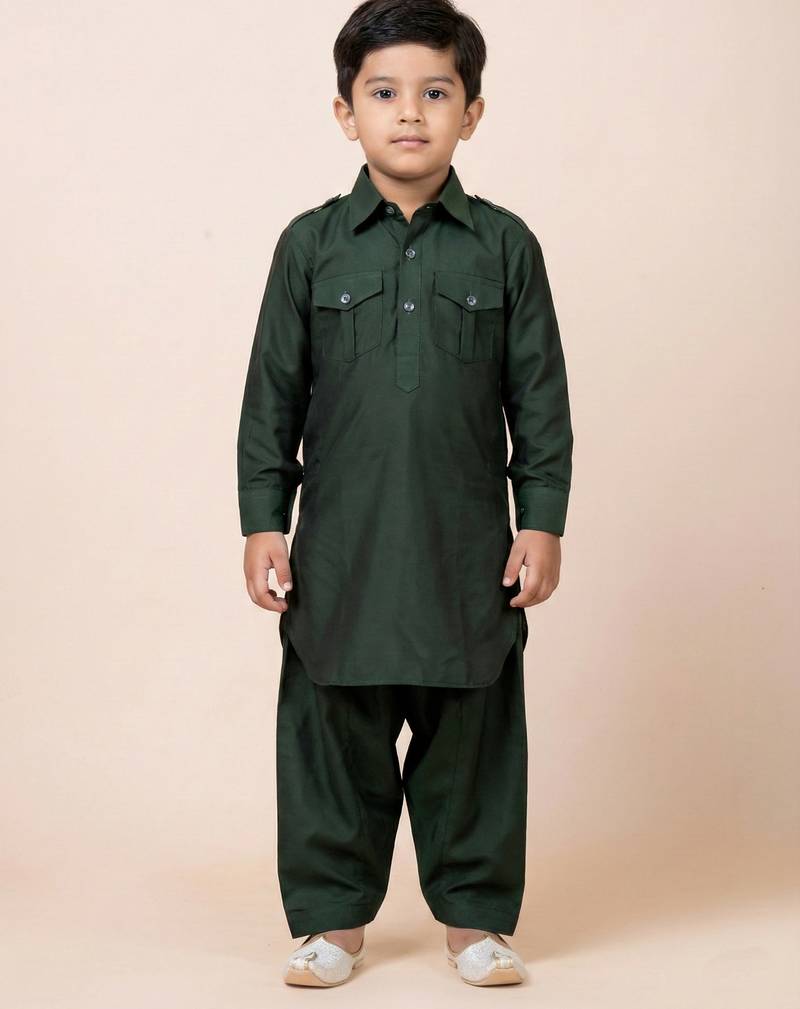 Green festive wear designer viscose boys-dhoti-kurta