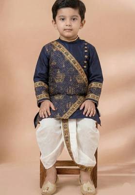Blue festive wear designer viscose boys-dhoti-kurta 2