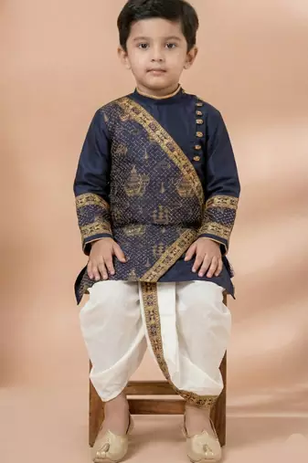 Blue festive wear designer viscose boys-dhoti-kurta