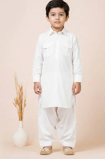White festive wear designer viscose boys-dhoti-kurta