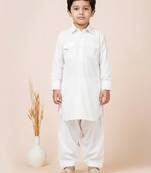 White festive wear designer viscose boys-dhoti-kurta