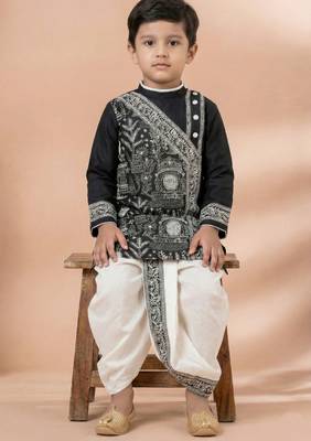 Black festive wear designer viscose boys-dhoti-kurta 2