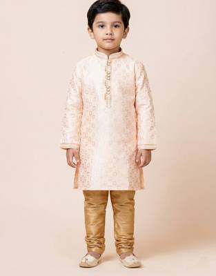 Pink festive wear designer jacquard boys-kurta-pyjama 2