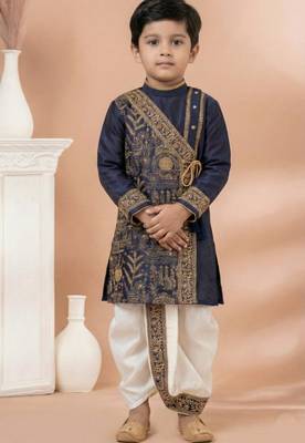 Blue festive wear designer viscose boys-dhoti-kurta 2