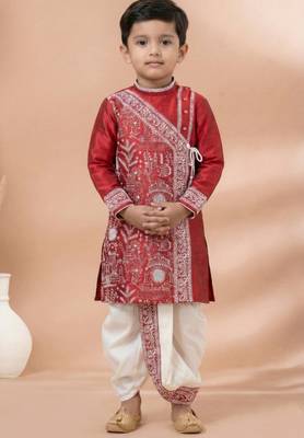 Red festive wear designer viscose boys-dhoti-kurta 2