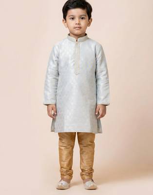 Grey festive wear designer jacquard boys-kurta-pyjama 2