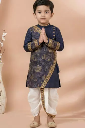 Blue festive wear designer viscose boys-dhoti-kurta
