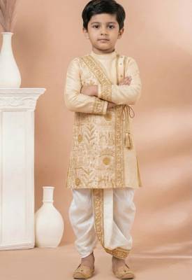 Gold festive wear designer viscose boys-dhoti-kurta 2