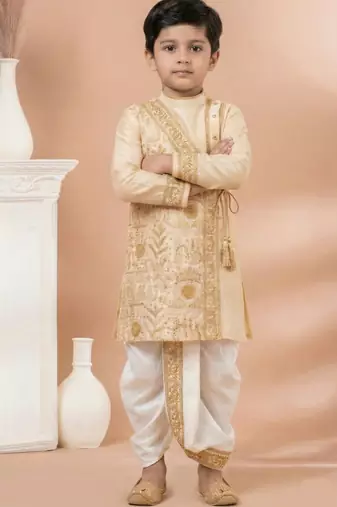 Gold festive wear designer viscose boys-dhoti-kurta