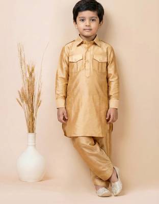 Brown festive wear designer viscose boys-dhoti-kurta 2