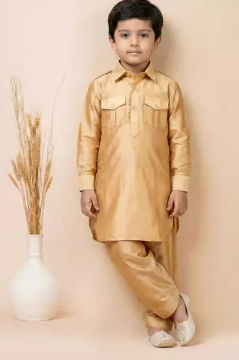 Brown festive wear designer viscose boys-dhoti-kurta