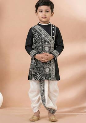 Black festive wear designer viscose boys-dhoti-kurta 3