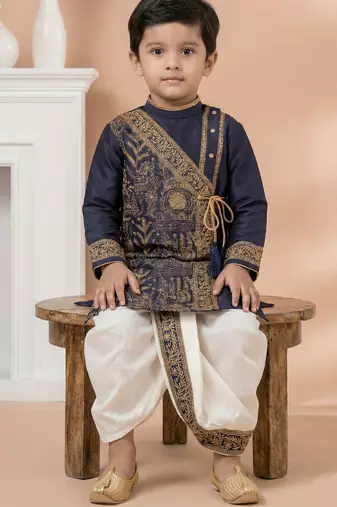 Blue festive wear designer viscose boys-dhoti-kurta