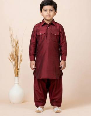 Maroon festive wear designer viscose boys-dhoti-kurta 2