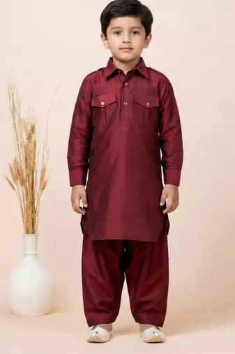 Maroon festive wear designer viscose boys-dhoti-kurta