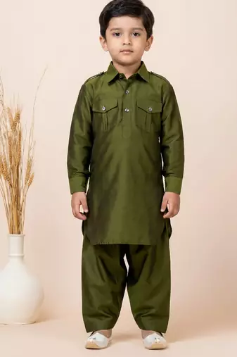 Green festive wear designer viscose boys-dhoti-kurta