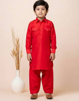 Red festive wear designer viscose boys-dhoti-kurta 2