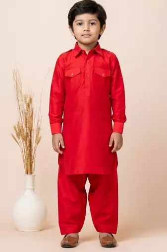 Red festive wear designer viscose boys-dhoti-kurta