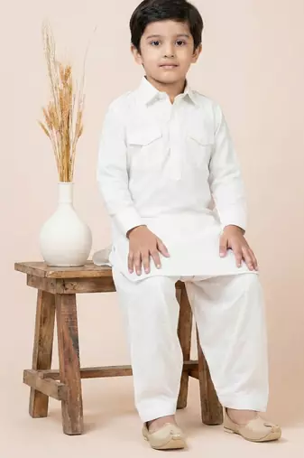 White festive wear designer viscose boys-dhoti-kurta