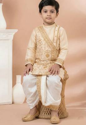 Gold festive wear designer viscose boys-dhoti-kurta 3