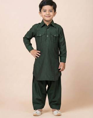 Green festive wear designer viscose boys-dhoti-kurta 2