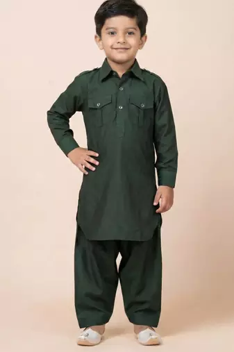 Green festive wear designer viscose boys-dhoti-kurta