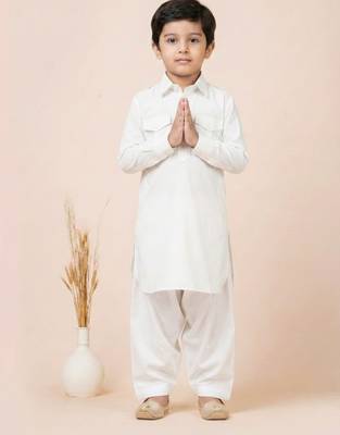 White festive wear designer viscose boys-dhoti-kurta 3