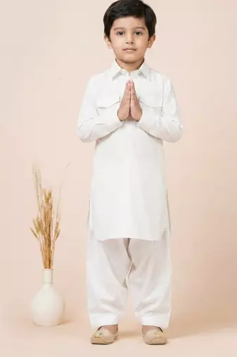 White festive wear designer viscose boys-dhoti-kurta