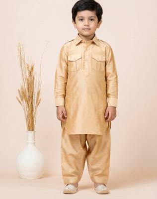 Brown festive wear designer viscose boys-dhoti-kurta 3