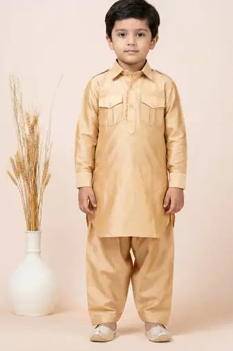 Brown festive wear designer viscose boys-dhoti-kurta