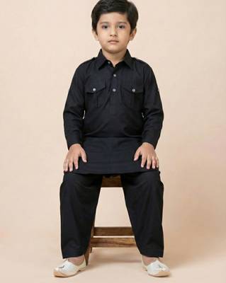 Black festive wear designer viscose boys-dhoti-kurta 2