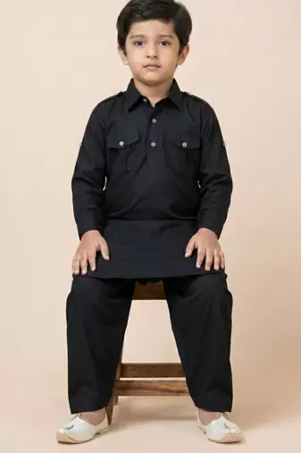 Black festive wear designer viscose boys-dhoti-kurta
