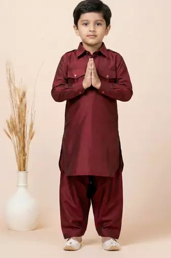 Maroon festive wear designer viscose boys-dhoti-kurta