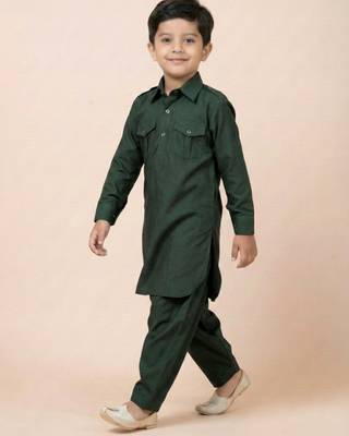 Green festive wear designer viscose boys-dhoti-kurta 3