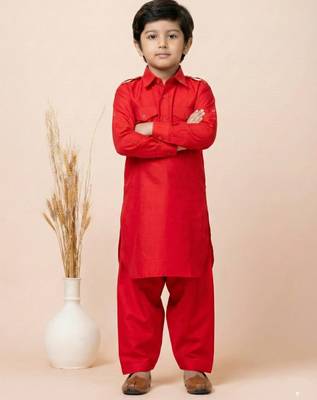 Red festive wear designer viscose boys-dhoti-kurta 3