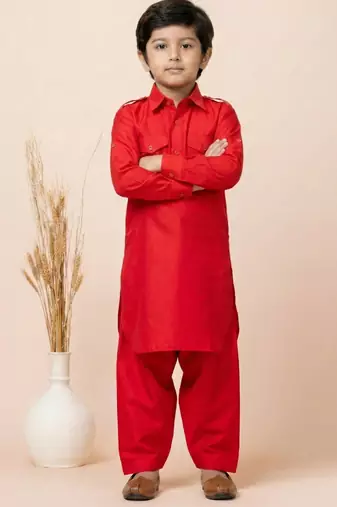 Red festive wear designer viscose boys-dhoti-kurta
