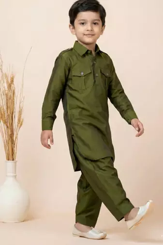 Green festive wear designer viscose boys-dhoti-kurta